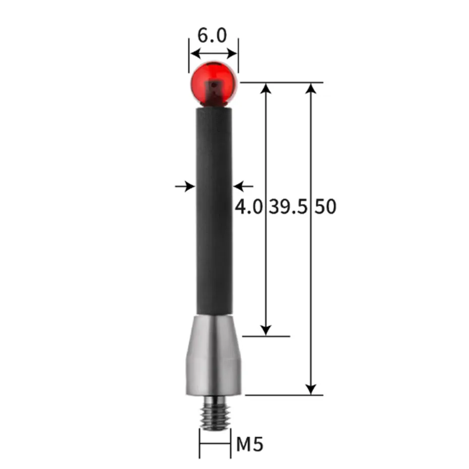 Sonda de medição de três coordenadas m5, sonda tridimensional de fibra de carbono, haste de medição de rubi, máquina de ferramenta, sonda de medição