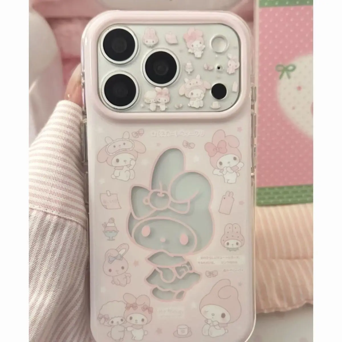 

Anime Sanrio Cute My Melody Transparent Full Coverage Soft Phone Case Compatible with IPhone 15 17ProMax 16 14 13 12 11 Cartoon