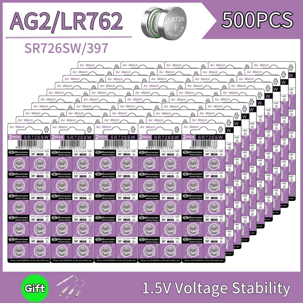 100-600PCS 1.55V AG2 Alkaline Button Battery LR726 397 396A SR726 SR726SW LR59 SR59 396 Button Battery For Watch Toy Remote Cell