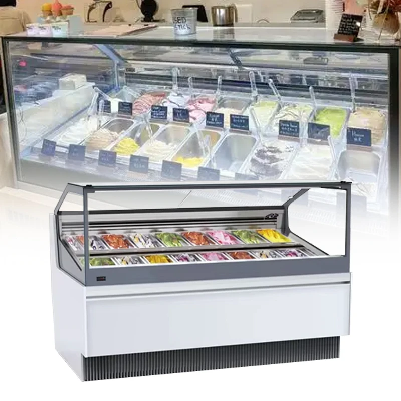 

Индивидуальный режим воздушного охлаждения Gelato Display Морозильная камера Холодильник Витрина с высокой эффективностью охлаждения