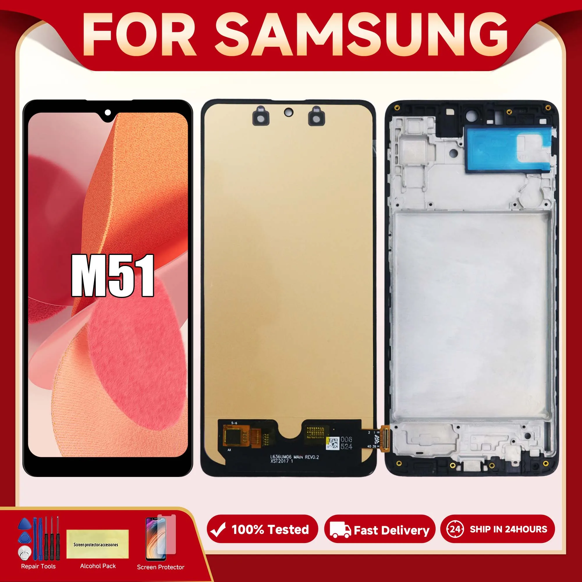 M51 For Samsung 6.7\'\'For AMOLED M515 M515F M515F/DSN LCD Display Touch Screen Digitizer Assembly Replacement