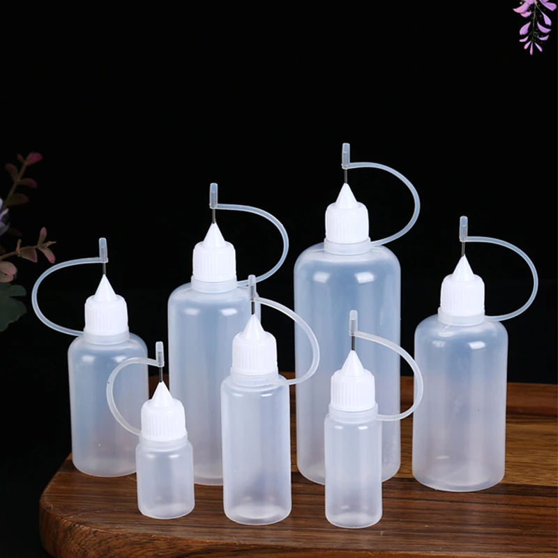 5/10/20/30/50/100ML Resuable Needle Tip Glue Applicator Plastic Bottle Essential Oil Injection Pigment Bottle