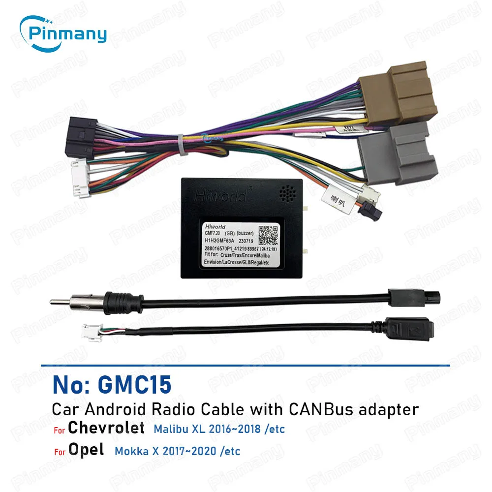 Car Radio Cable Android Head Unit 16-pin Power Wire Harness Adapter CAN Bus Decoder GMC15 for Opel Mokka X Chevrolet Malibu XL