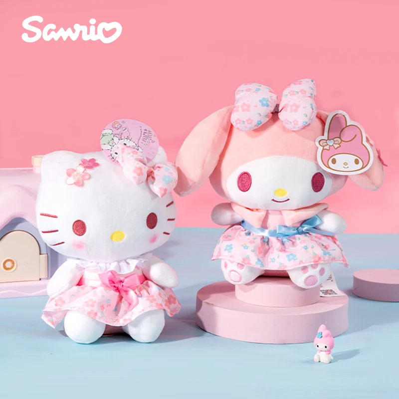 Sanrio Pink Hello Kitty Kuromi Melody Cinnamoroll Peach Blossom Series Stuffed Toy Plushier Plush Dolls Girlfriend Birthday Gift