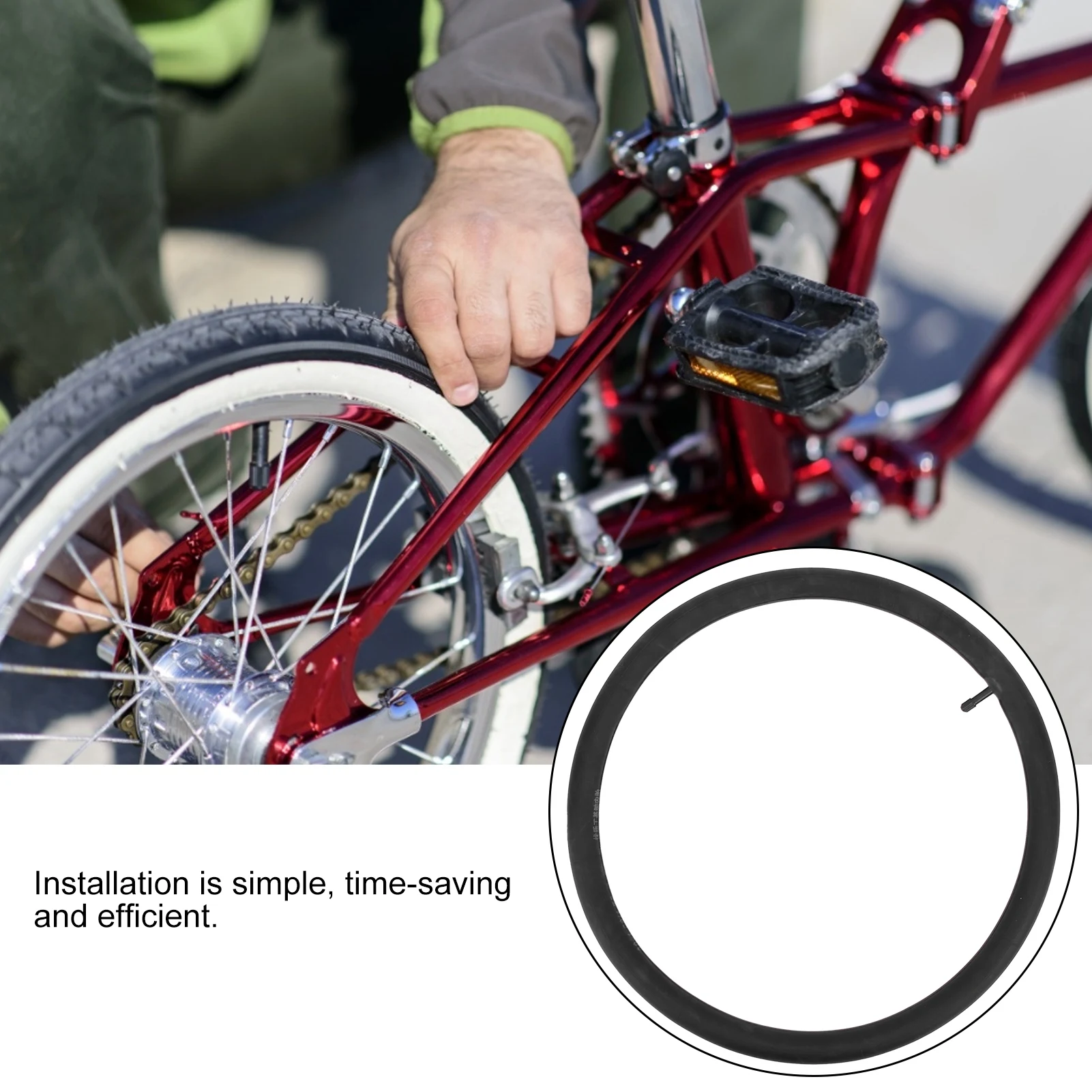 20x1.50 ‐ 1.75 أنابيب داخلية للدراجة 20 بوصة أنبوب داخلي مطاطي بوتيل بديل متين وبسيط تركيب للدراجات الهوائية القابلة للطي #6