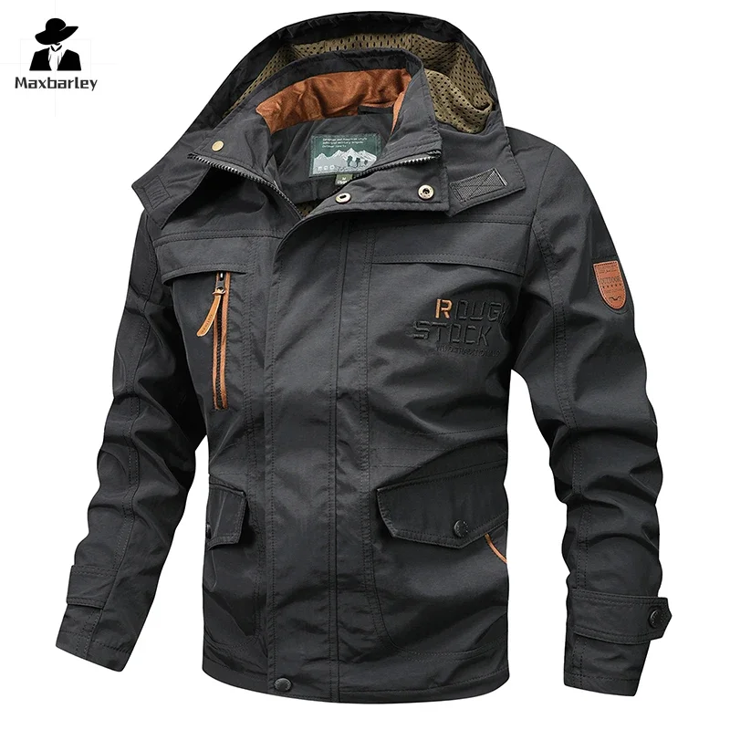 

Outdoor Windbreaker Men Hiking Mountain Detachable Hooded Pocket Coat Casual Sports Waterproof Boxing Jacket Men's Autumn 5xl