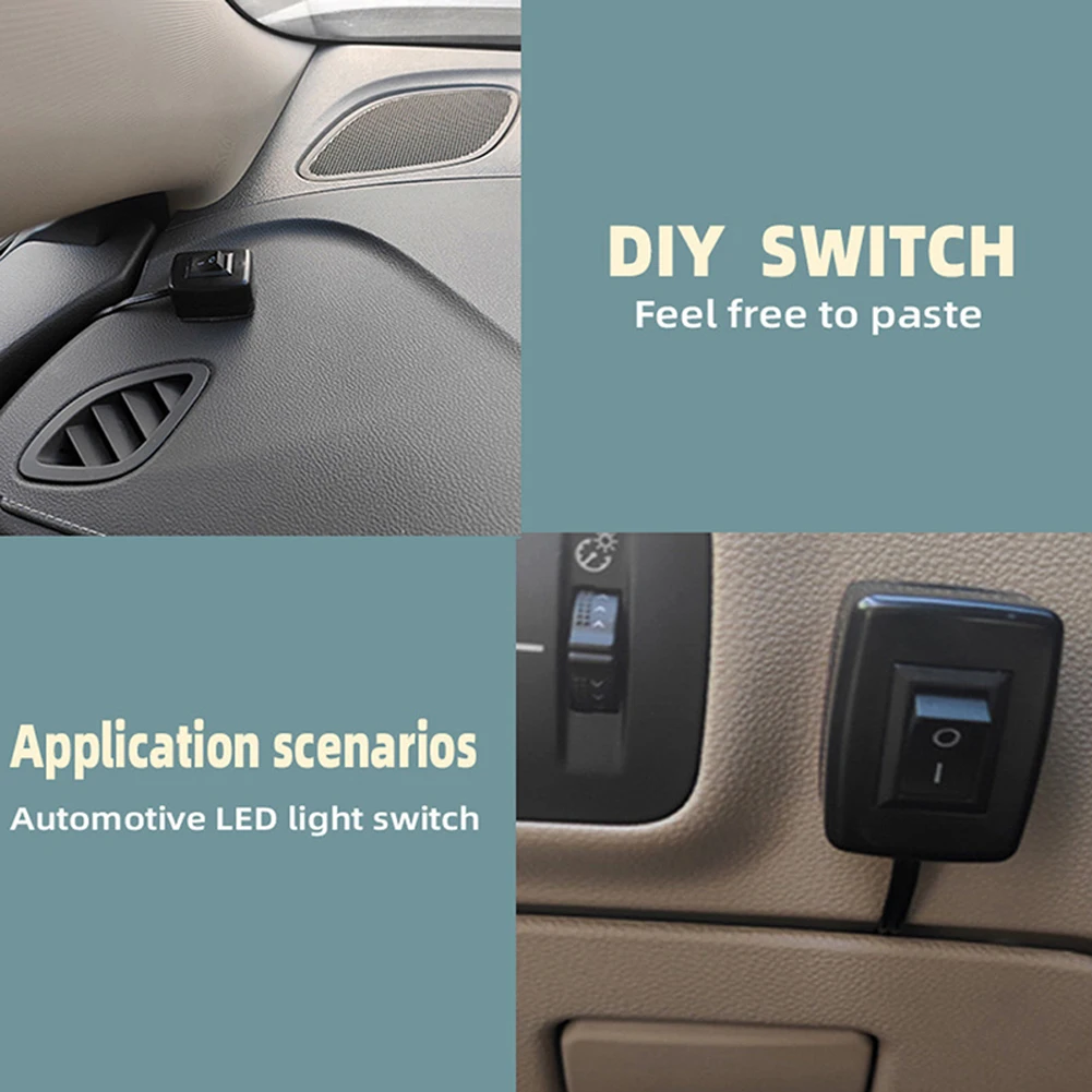 Universal Car Switch DC 12V/24V Car Button Switch with Cable 55cm/100cm Paste Type Mini Switch for Fog Driving Lamp Neon Lights