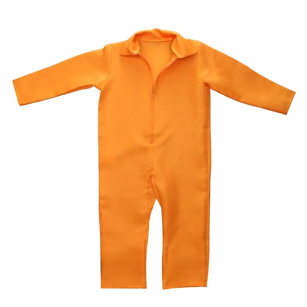 Halloween Men Boys Convict Costume Fancy Party Prison Overall Jumpsuit