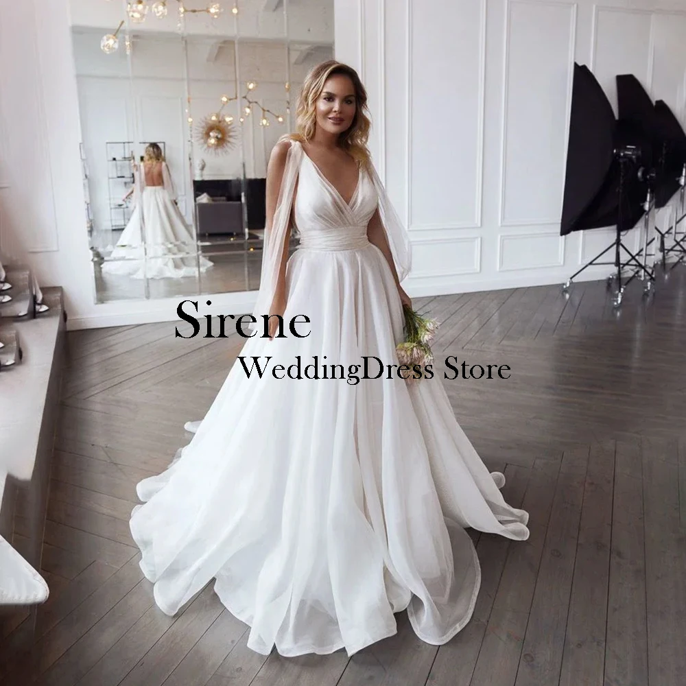 Sirene Elegant Long A-Line Organza Wedding Dresses Floor-Length A-Line Brides Dress Women Tailor-Made Vestidos De Novias 2024