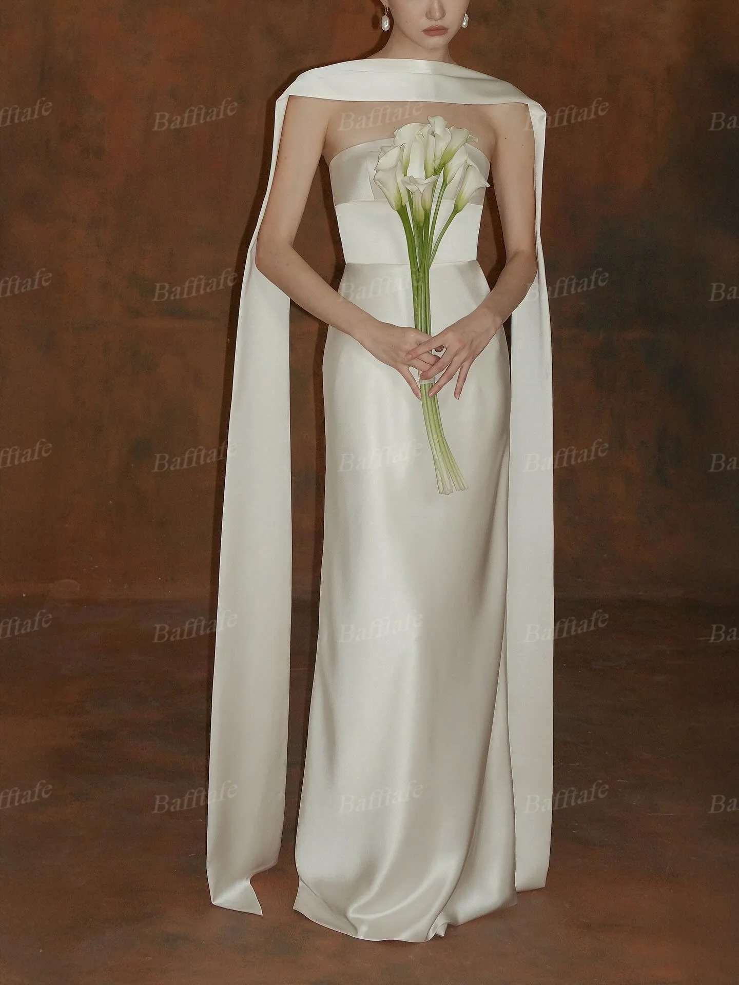 Bafftafe personalizado macio cetim vestidos de casamento noiva com envoltório espartilho coreia vestidos de noiva formal festa de casamento fotografia vestido