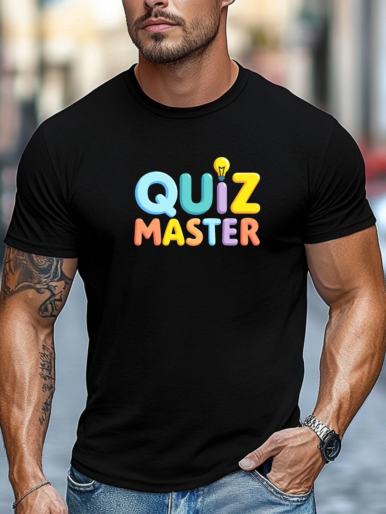 

Летняя футболка человек Quiz Master Graphic 100% хлопок Мягкий Comfort Fit Круглый вырез Повседневная дышащая футболка Топы для ежедневного ношения