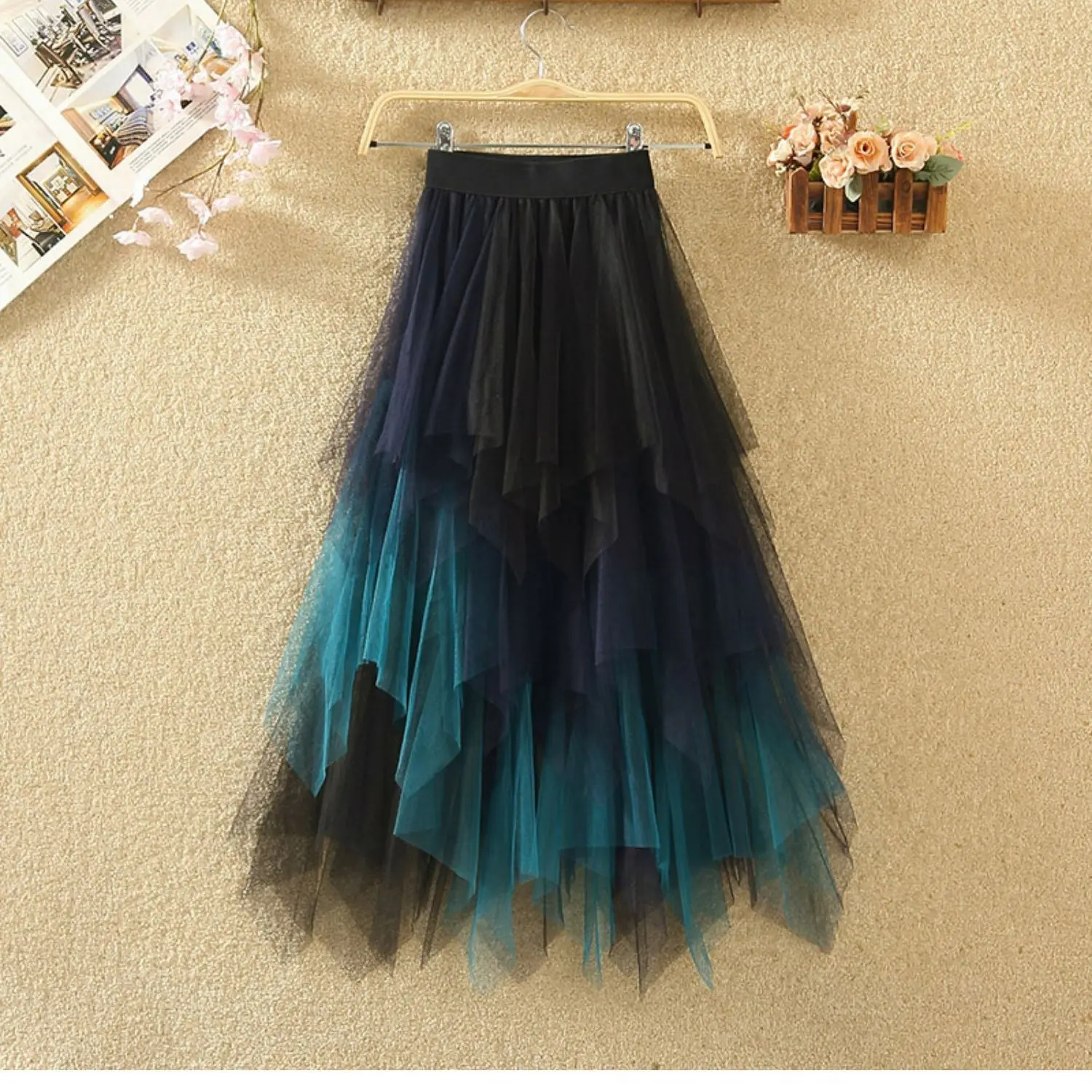 Tassel ruffle layered skirt detail