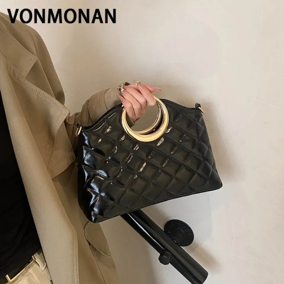 

VONMONAN Luxury Circular Design Handbag for Women New Ladies Premium Plaid Zipper Shoulder Crossbody Bag Elegant Commuting Sac