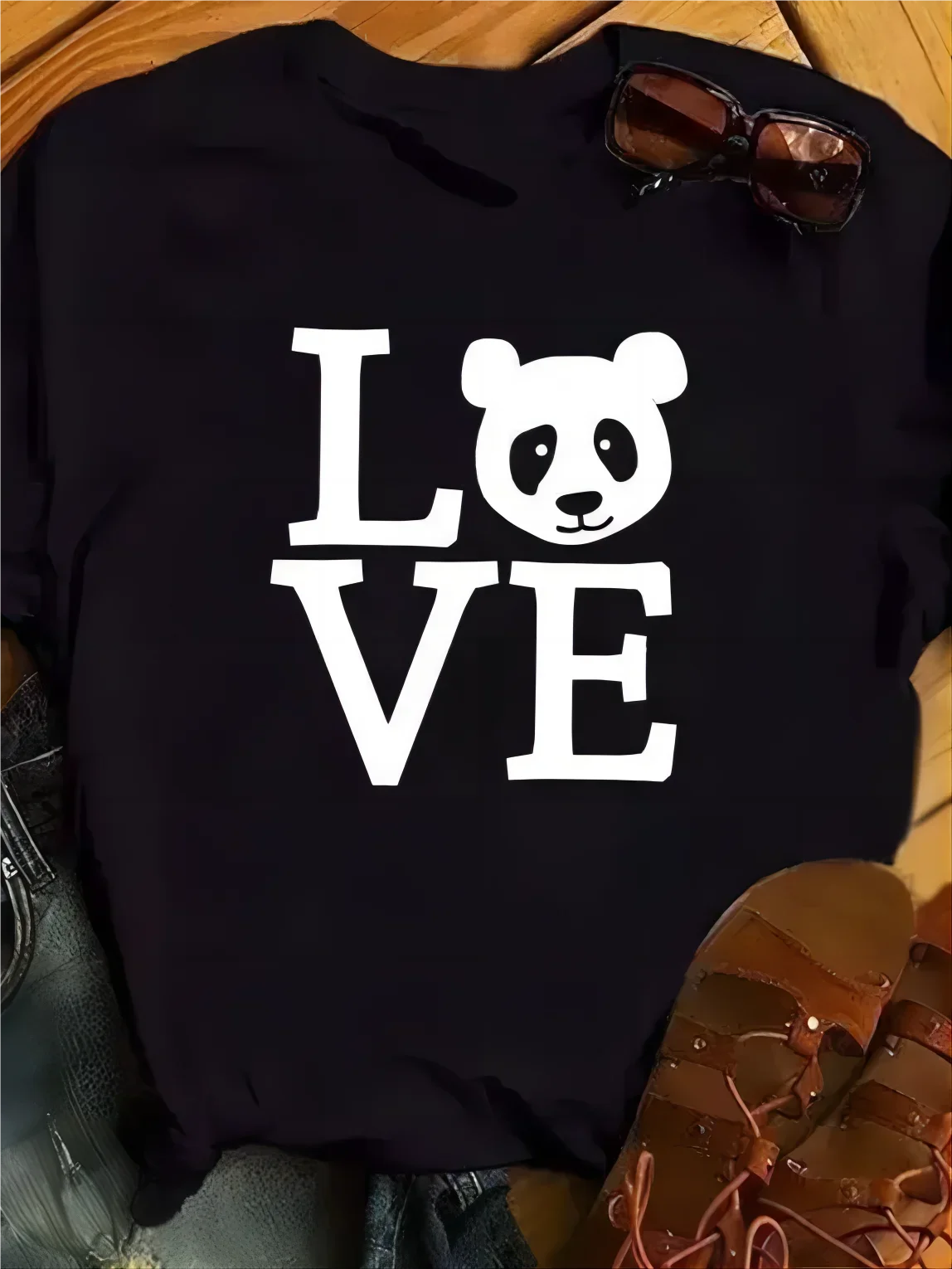 NOVEDAD DE VERANO 2025, camiseta holgada transpirable de secado rápido con estampado de Panda para mujer, Top de manga corta con cuello redondo para deportes de ocio al aire libre