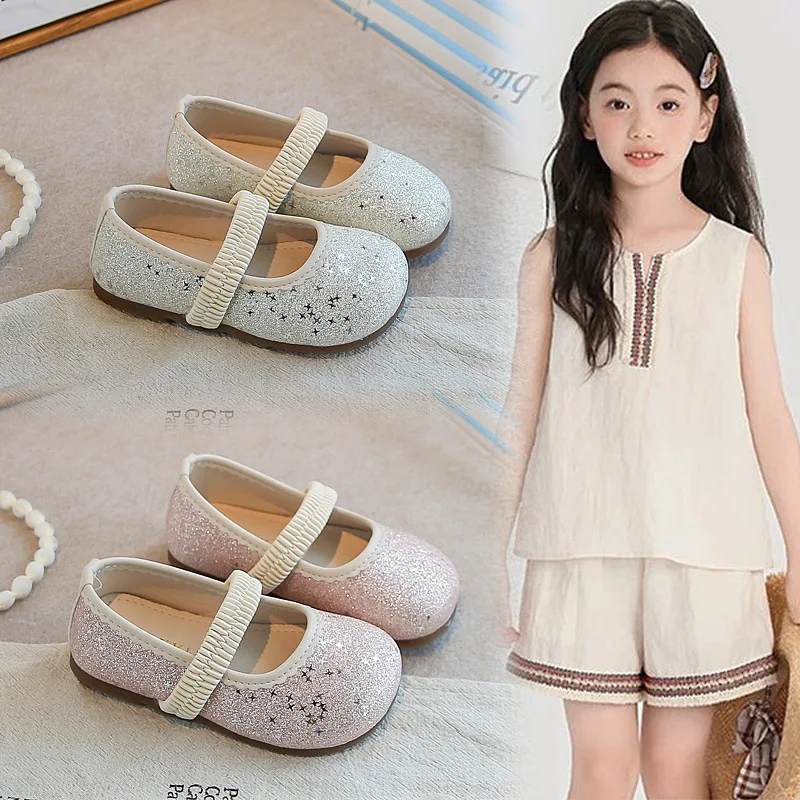 

Детские повседневные туфли на мягкой подошве, весенне-осенние новые детские модные лоферы принцессы со стразами для маленьких девочек