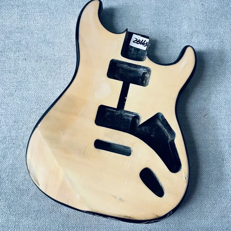 EB663 Unfinished Solid Basswood 6 string ST Electric Guitar Body No Paints HH Pickups Replace&DIY Part Wood Crack