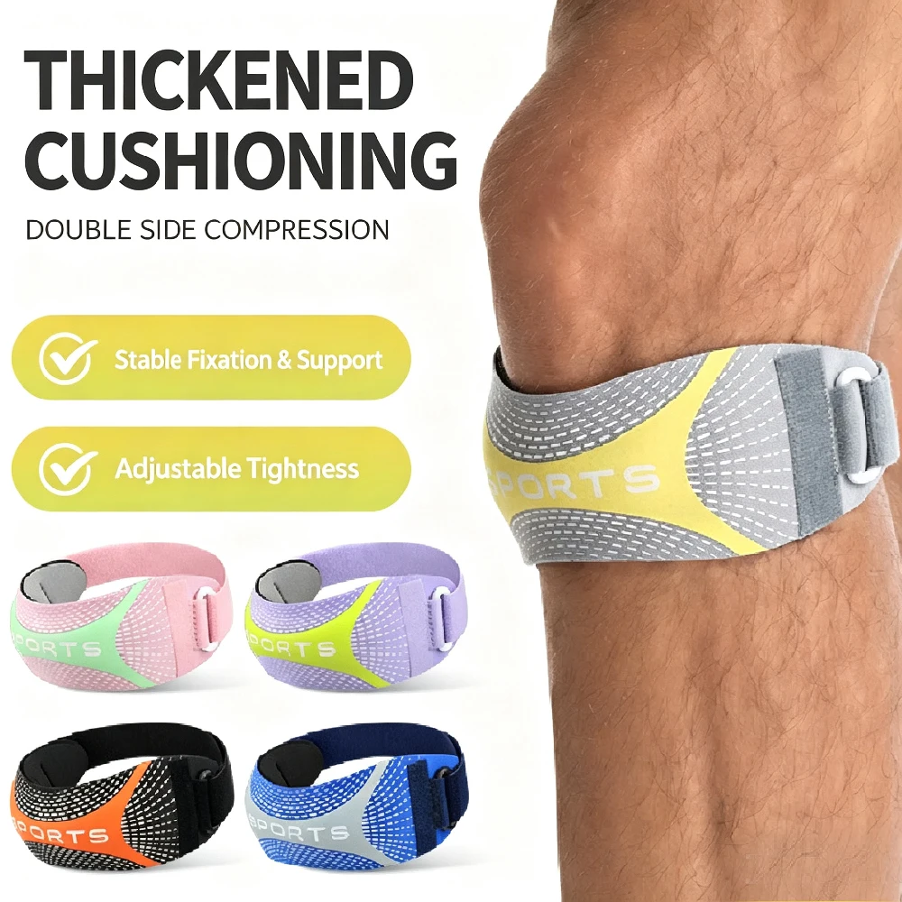 1/2PCS Patellar Tendon Support Strap, Patella Knee Band with Curved Pad,Adjustable Textured Grip Knee Brace for Running, Cycling