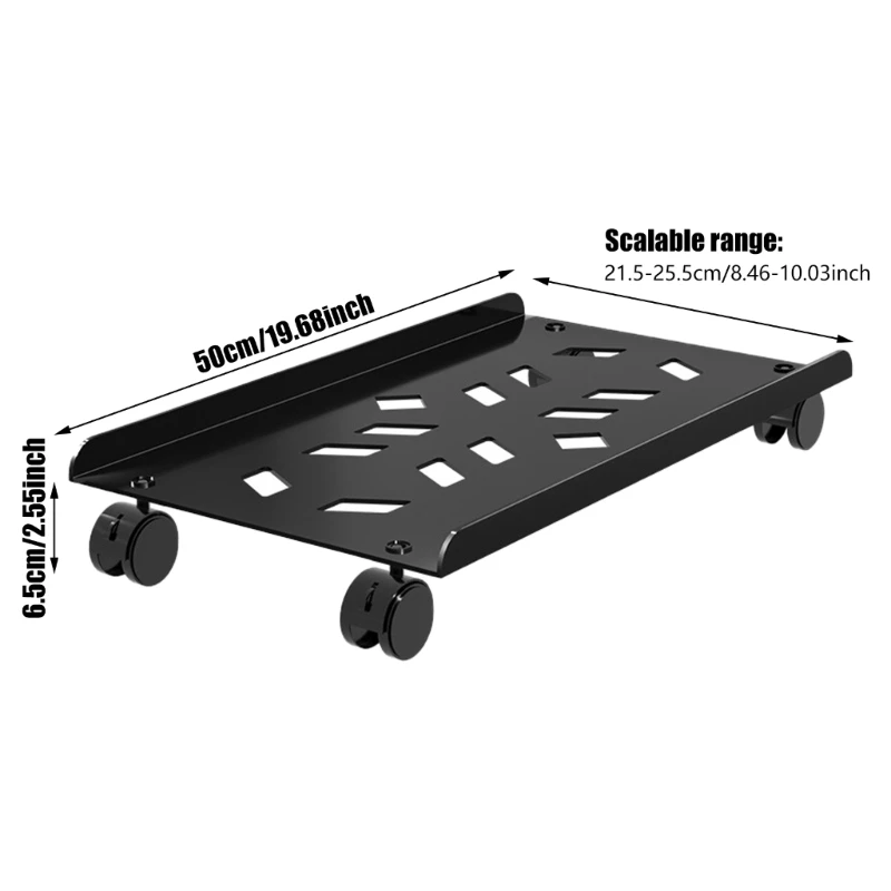 حامل برج كمبيوتر قابل للتعديل حامل وحدة المعالجة المركزية المحمول مع 4 عجلات دوارة