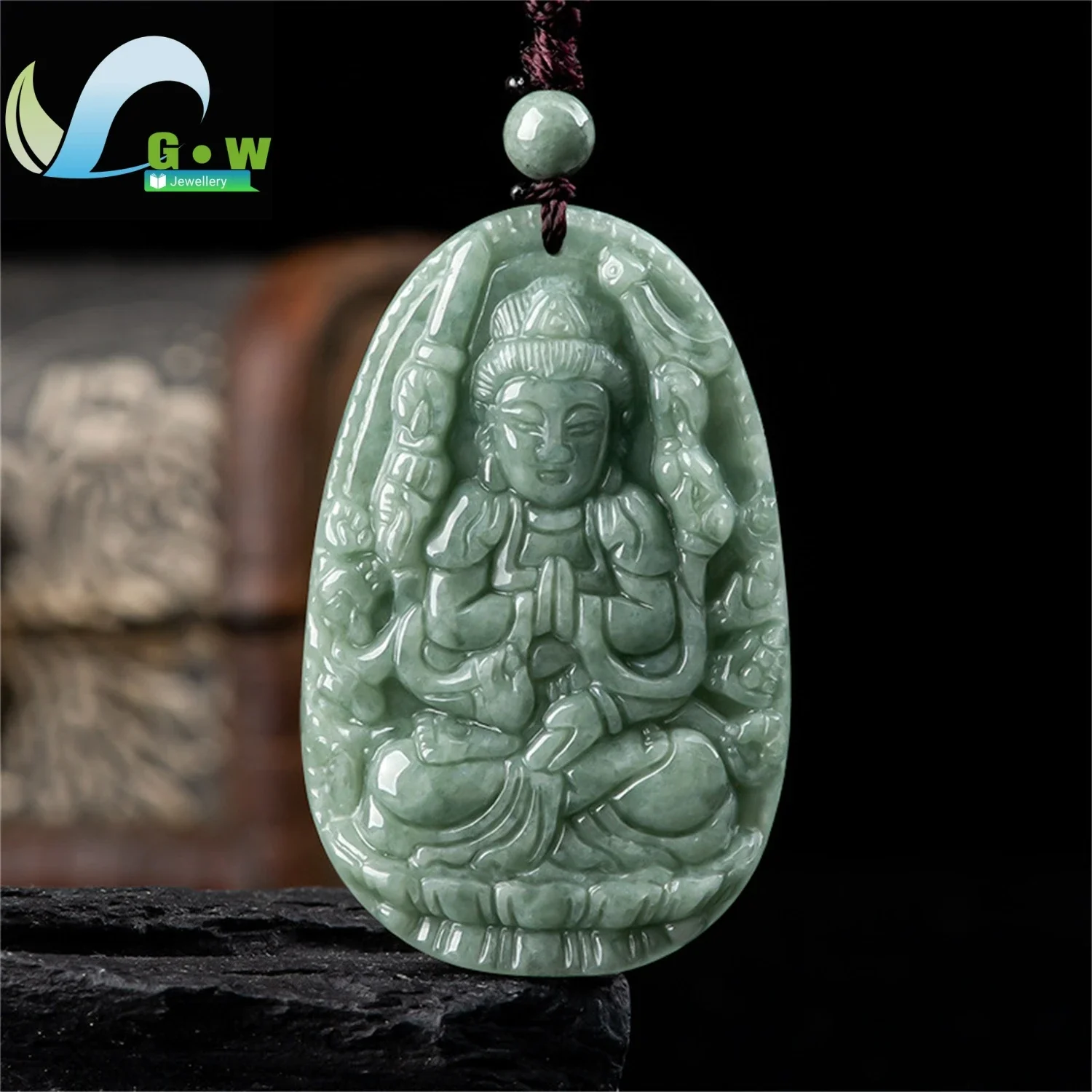Natural A-grade Jadeite Eight Guardian Gods and Twelve Zodiac Pendants for Men and Women of the Buddha Guanyin Bodhisattva Gift