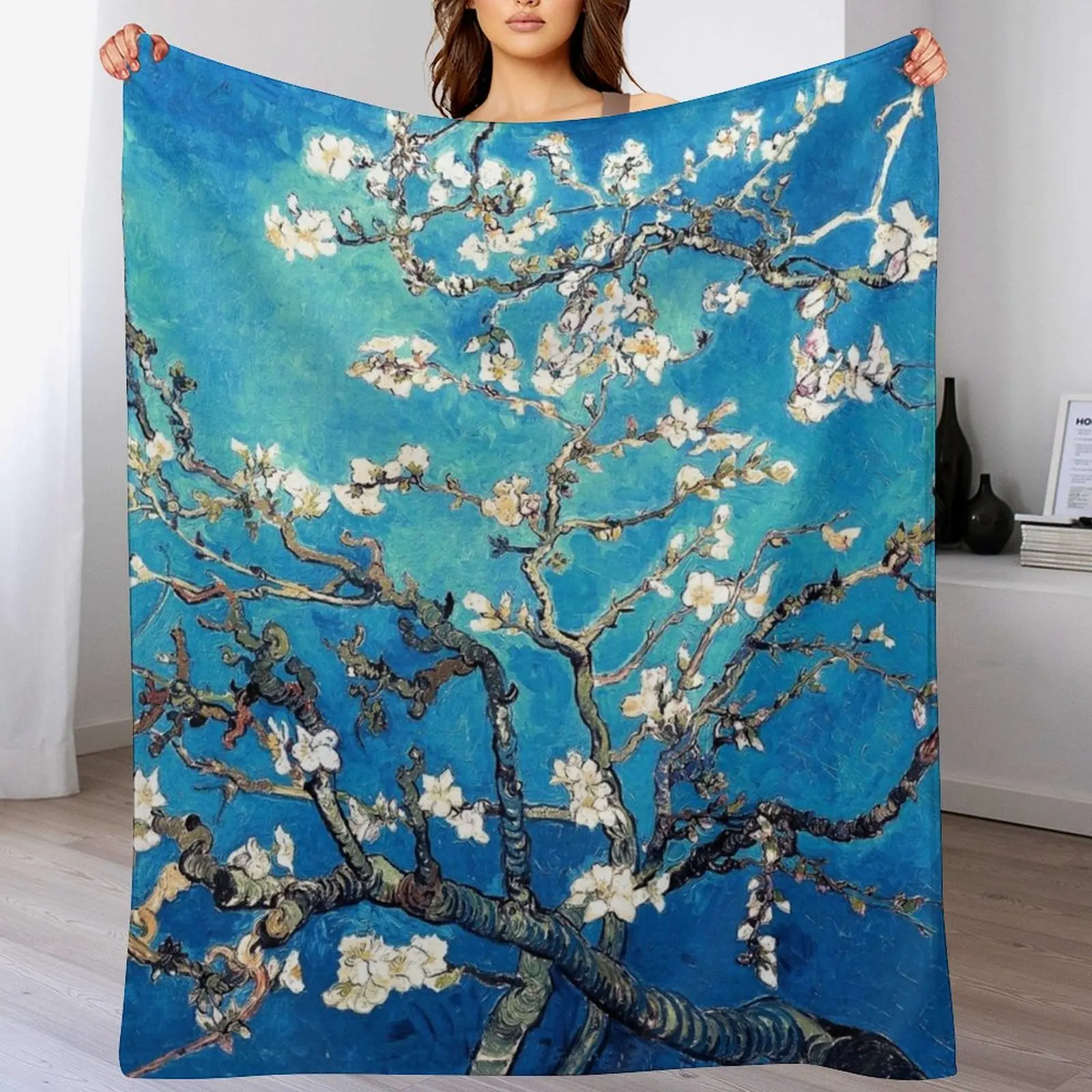 

Vincent Van Gogh almond blossoms turquoise ocean Throw Blanket Decorative Beds Single Giant Sofa Picnic Blankets