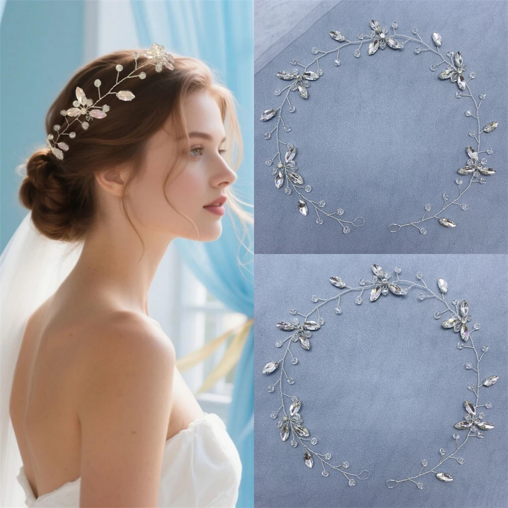 Handmade Fashion Rhinestone Hair Vine Headband Crystal Hairband Tiara Bridal Wedding Hair Accessories Jewelry Hair Vine Headband