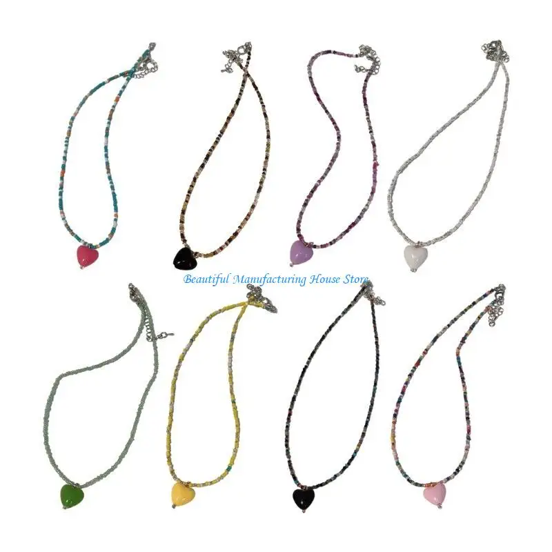 

E56A Sweet Heart Necklace Temperament Choker Collar Necklaces Clavicle Chain