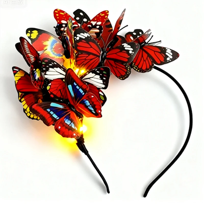 

Glow in Dark Butterfly Headband - LED Light Up Hair Accessory for Parties - Wedding Halloween Christmas Costume (Plastic )