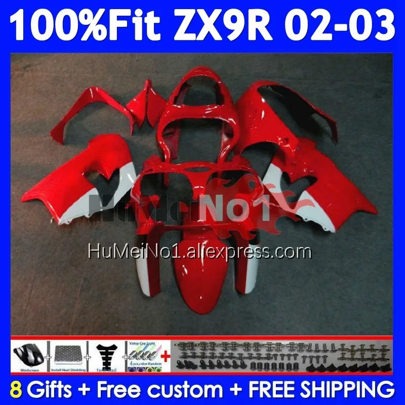 Red white OEM Body For KAWASAKI NINJA ZX-9R ZX 9R 900 CC 9 R 215No.56 ZX900 ZX9 900CC ZX9R 02 03 2002 2003 Injection Fairing