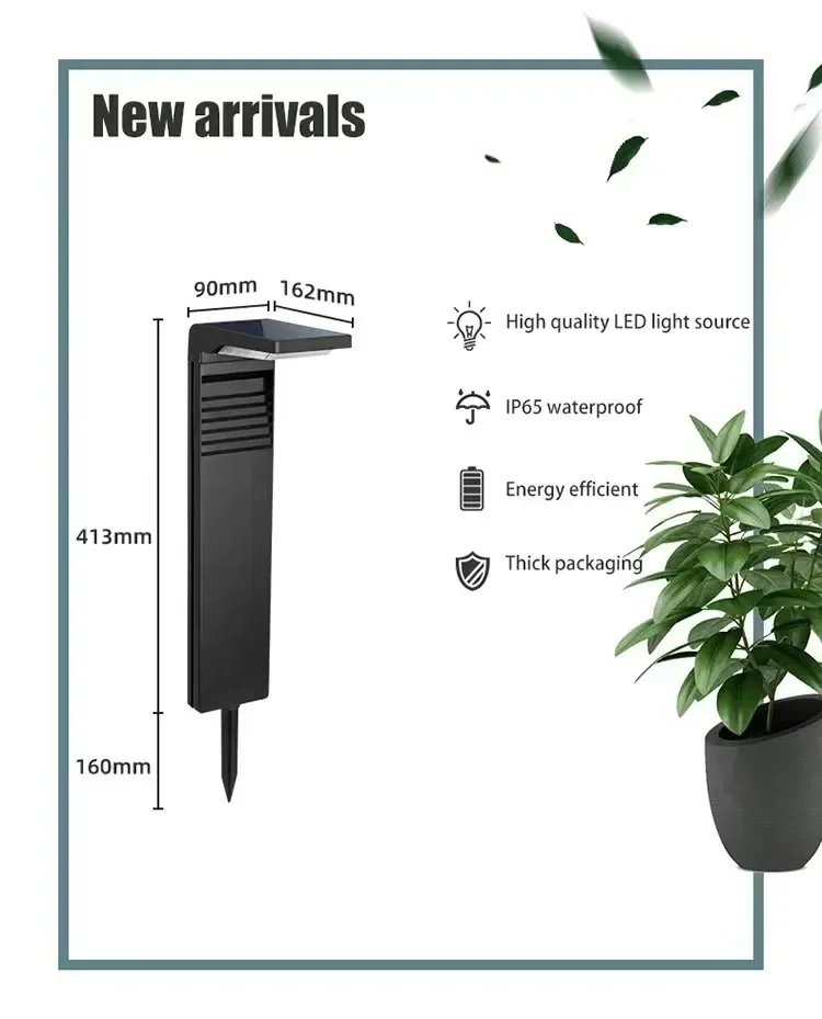 Luz Solar de jardín para exteriores, luz LED impermeable para césped, decoración de Villa, pasillo, lámpara de paisaje, poste de jardín