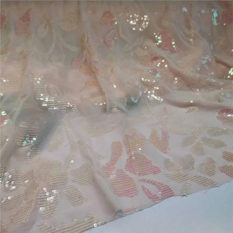 Embroidered Sequined Chiffon Fabric Diy Hand-Made Sewing Polyester Fashion