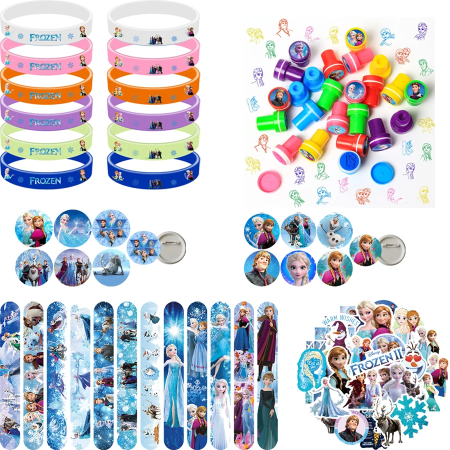 

Сувениры для вечеринки «Холодное сердце» Диснея, Анна, Эльза, принцесса, браслеты, наклейки, штампы, подарочная сумка, сувенирные принадлежности для дня рождения