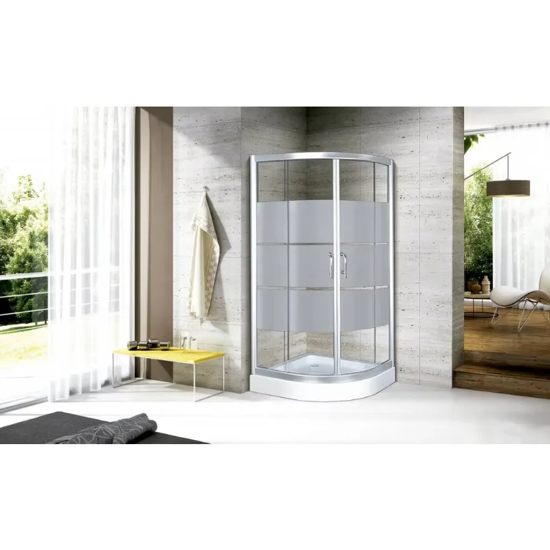 Luxury round sector frame tempered glass shower room polished surface bathroom sliding door shower room