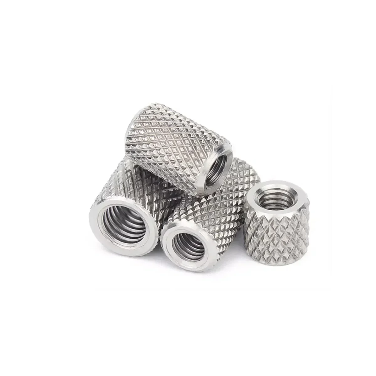 

304 Stainless Steel Extended Cylindrical Flat Head Knurled Nut / Hand Twisted Nut M3M4M5M6M8M10M12M16