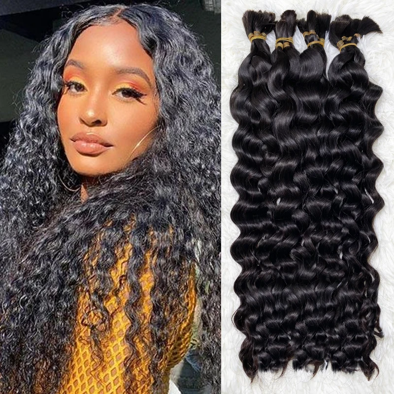 Deep Original Human Hair Bulk Braiding Virgin Natural 100% Human Braiding No Weft Peruvian Indian Hair Bulk Bundles Extensions