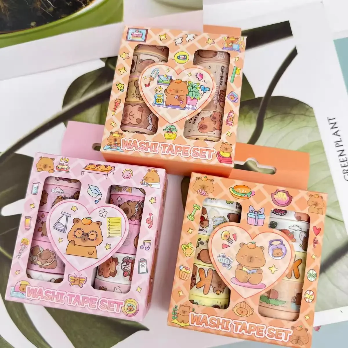 

Новинка 2023 года, 3 коробки, лента «Капибара Васи», мультяшная наклейка, студенческие креативные канцелярские принадлежности, маскирующая декоративная лента, подарки