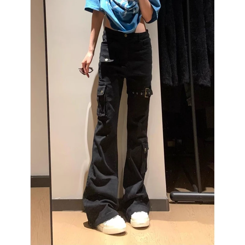 กางเกงคาร์โก้ผู้หญิง สไตล์พังก์ ฤดูใบไม้ผลิ ผ้าไนลอน หลายชั้น เรียบง่าย ศิลปะ ความงามแบบอาร์ต ลุคคนเมือง ลายถัก น้ำหนักเบา ทรงโอเวอร์ไซส์