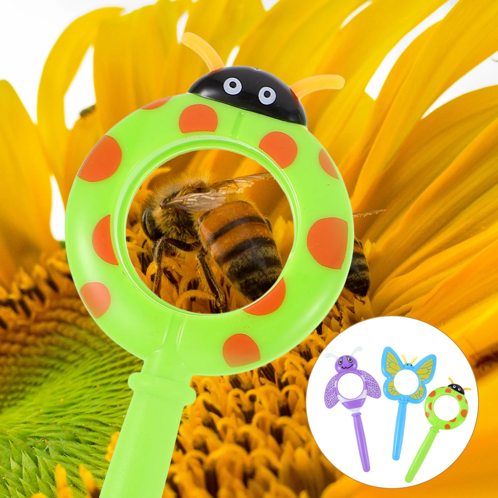 3 stuks handheld vergrootglas cartoon plastic insect observatie kleurrijke kinderen vergrootglas vergrootglas
