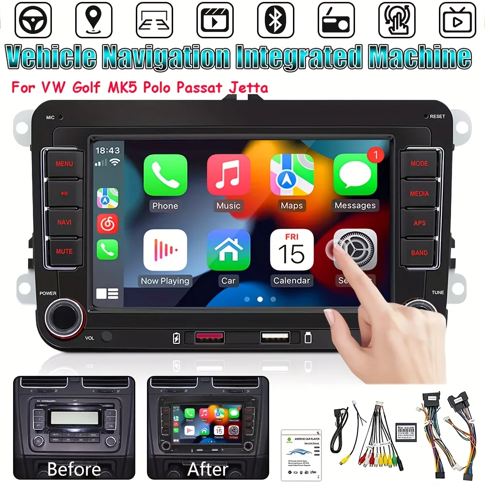 

7-Inch Dual Din Touchscreen Radio Car Audio System Compatible with for VOLKSWAGEN, Seat, Golf, Passat, Jetta, Beetle, Tiguan