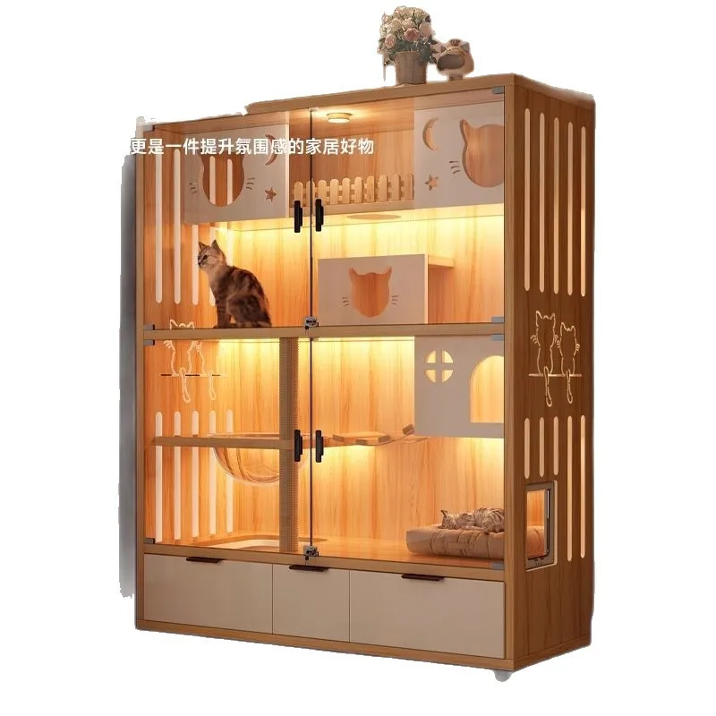 CX solid wood space cat cabinet cat house villa pet cabinet storage drawer type