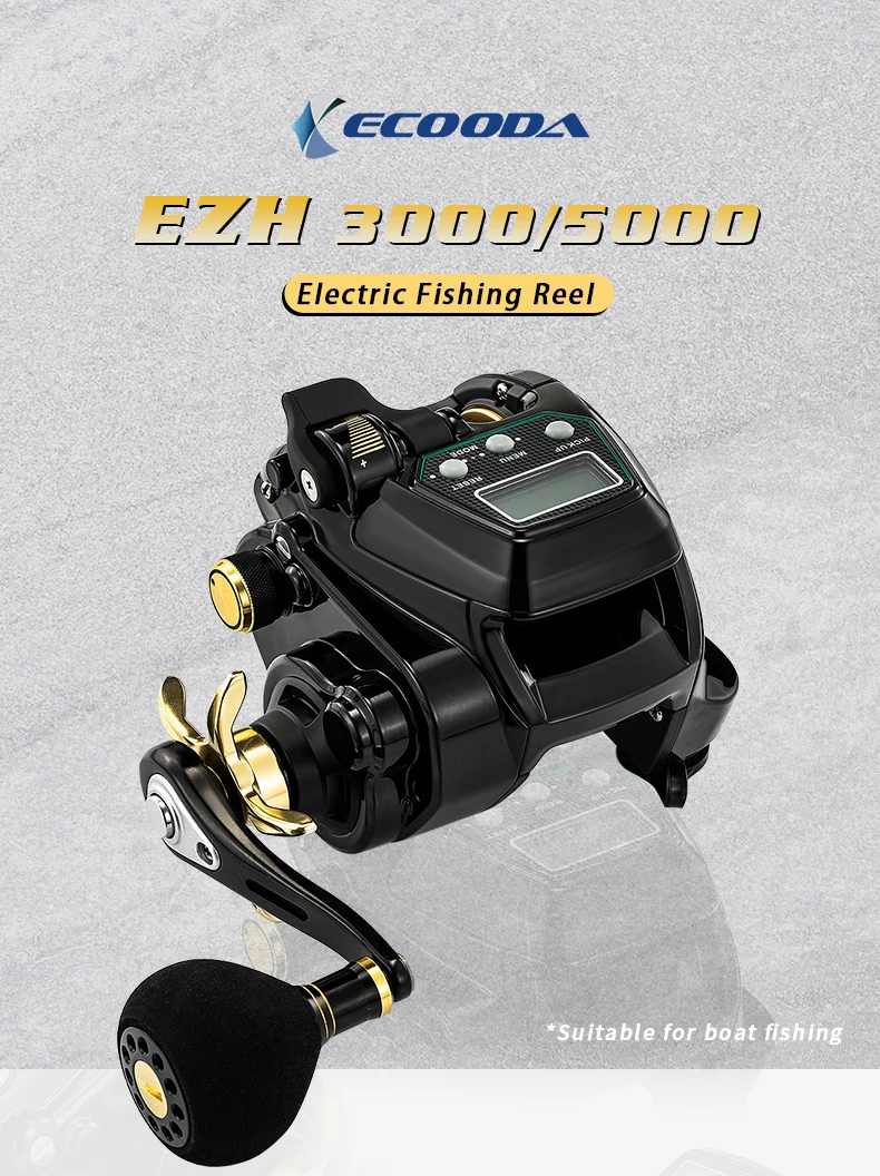 ECOODA EZH 5000 Electric Reel Fishing Saltwater 12V DC Reel Electric Fishing 15-22kg Drag Power Sea Electric Fishing Reel