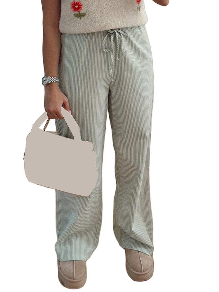 女性用ストライププリントパジャマパンツ,着心地が良い,カジュアル,伸縮性のあるウエストバンド,ナイトウェア,ラウンジウェア