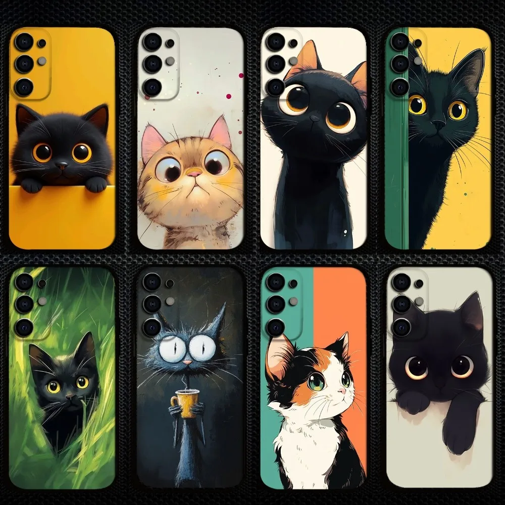 

Cat Aninal Phone Case For Samsung S25/S24/S23/S22/S21/S20/Plus,Fe,Lite/Others Black Cover