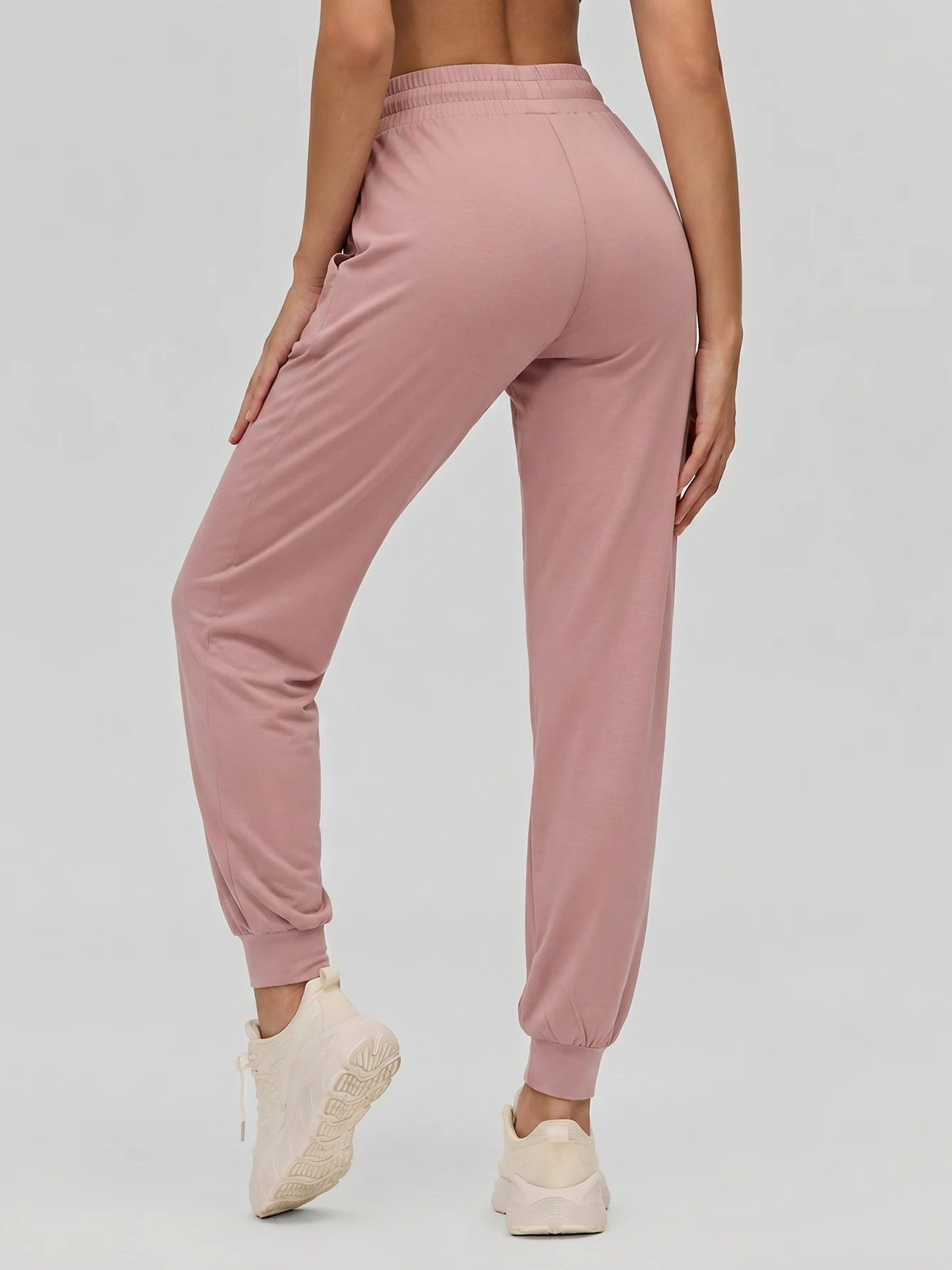 Women Naked Soft Jogger Yoga Pants Adjustable Drawstring Wide Waistband Cuffed Ankle Trousers High Stretch Loose Casual Fitness