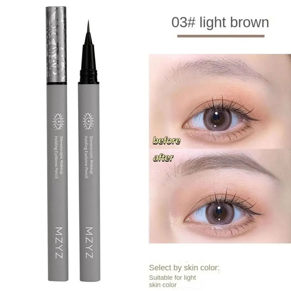 Crayon à sourcils liquide à tête Ultra fine, longue durée, résistant à la sueur, brosse à sourcils, stylo EyeLiner fin, rehausseur de sourcils, 2 pièces