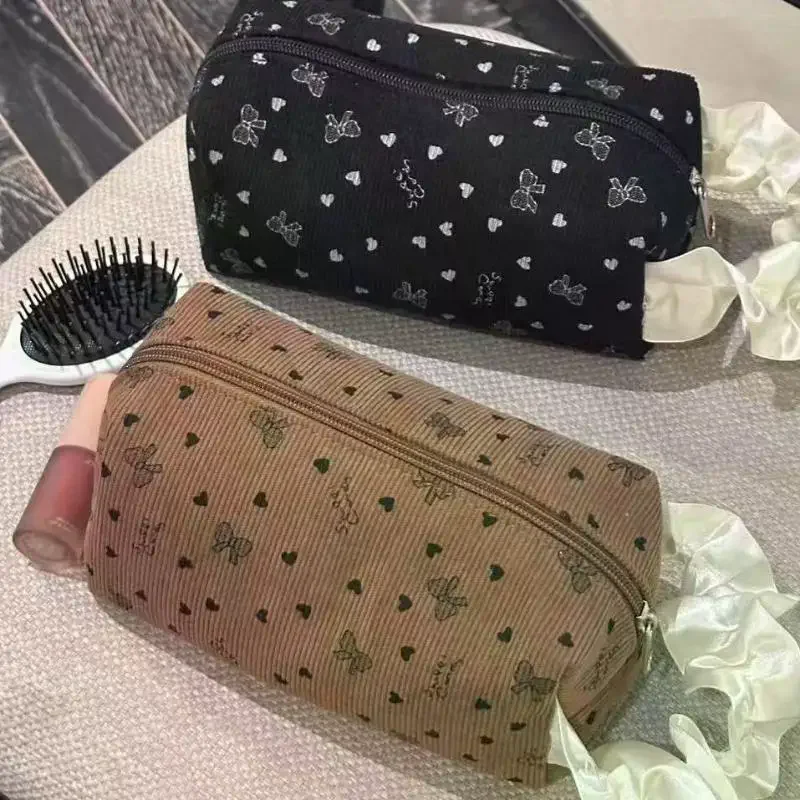 Kawaii سروال قصير القوس حقيبة مستحضرات تجميل سعة كبيرة المرأة متعددة الوظائف حقائب مستحضرات التجميل حالات حقيبة يد مقلمة حقيبة التخزين