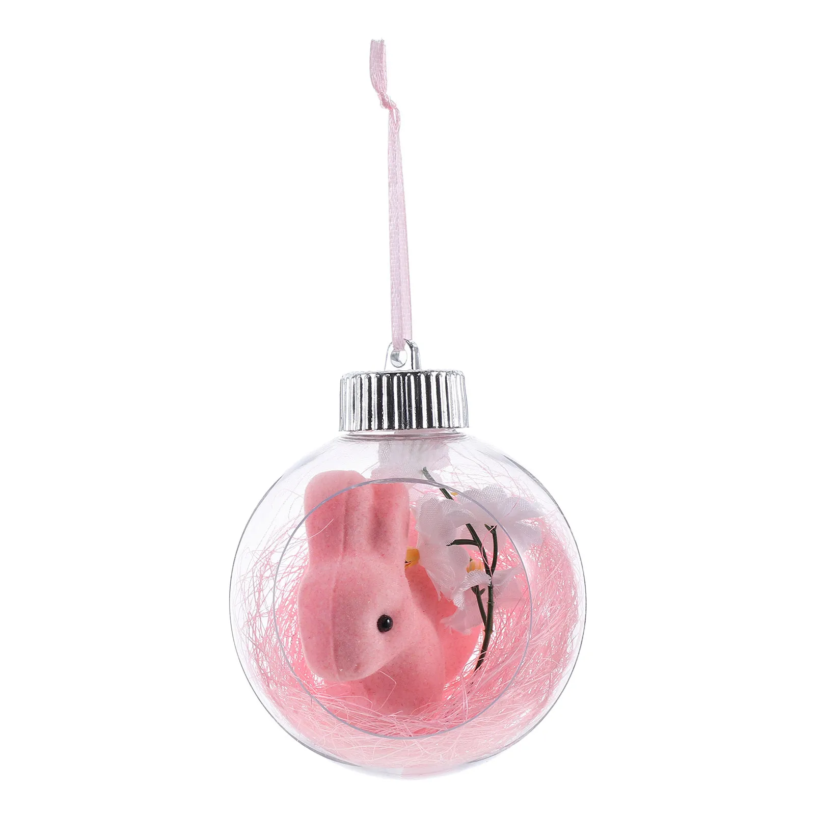 

Acrylic Easter Bunny Hanging Ornament Transparent Clear Ball Easter Tree Bauble Window Display Decorative Party Hanging