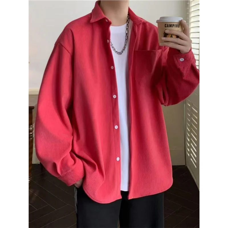 ゆったりとしたロングスリーブ メンズ シングルカラー アメリカンスタイル 秋春 ヴィンテージ 和風 多用途 カジュアル 暖かい ポリエステル