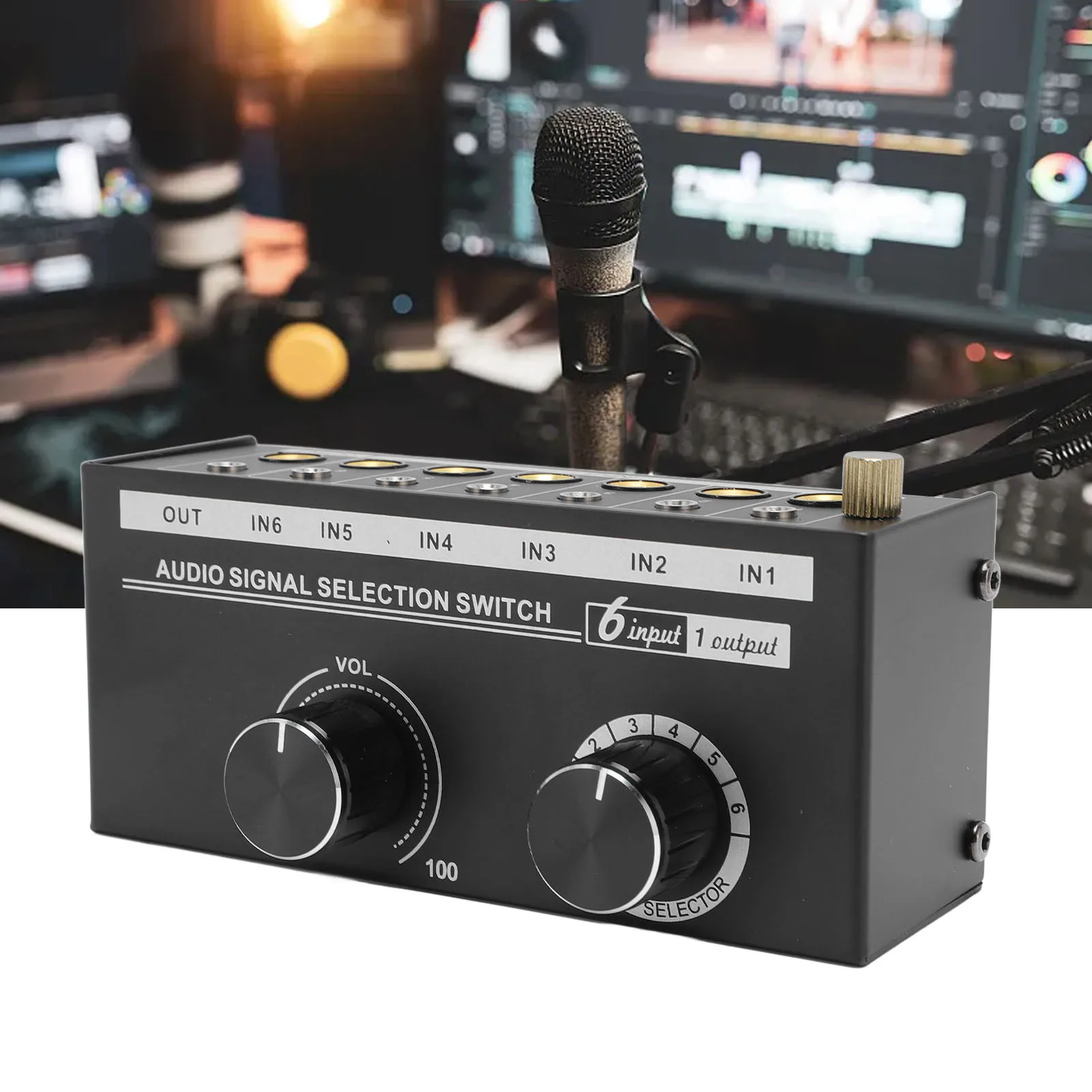 3.5 mm Sound Switcher 6 Way Sound Switcher Volume Control 3.5mm 6.35mm Sound  Selector