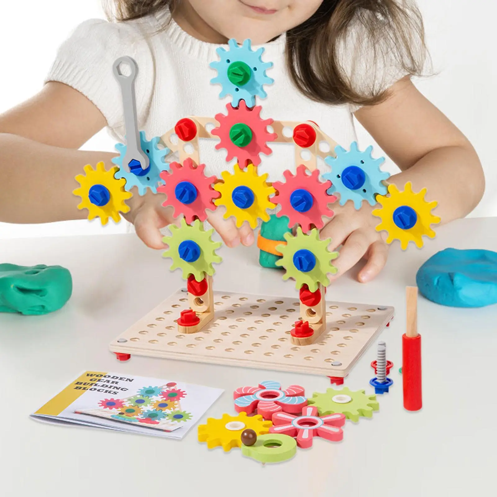 

Wooden Gears Toys Colourful Learning Toy Set for Preschool Party Classroom