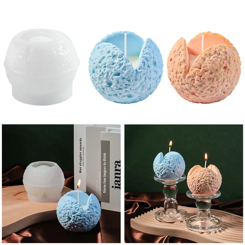 Petal Meteorite Spherical Candle Holder Silicone Mold DIY Aroma Candle Cup Storage Jar Plaster Epoxy Resin Mould Home Decor